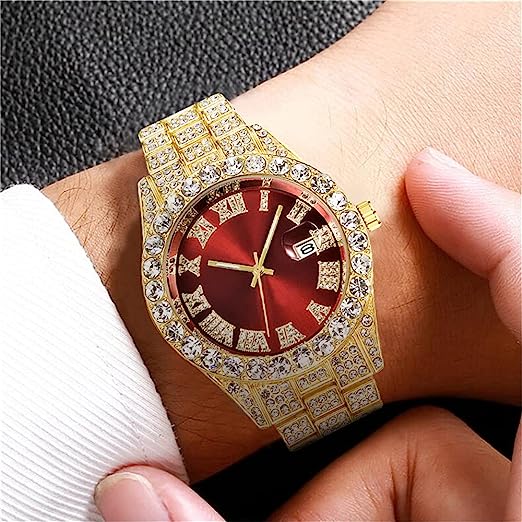 Iced-Out Bling Diamond Luxury Quartz Watches with Date