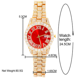 Iced-Out Bling Diamond Luxury Quartz Watches with Date